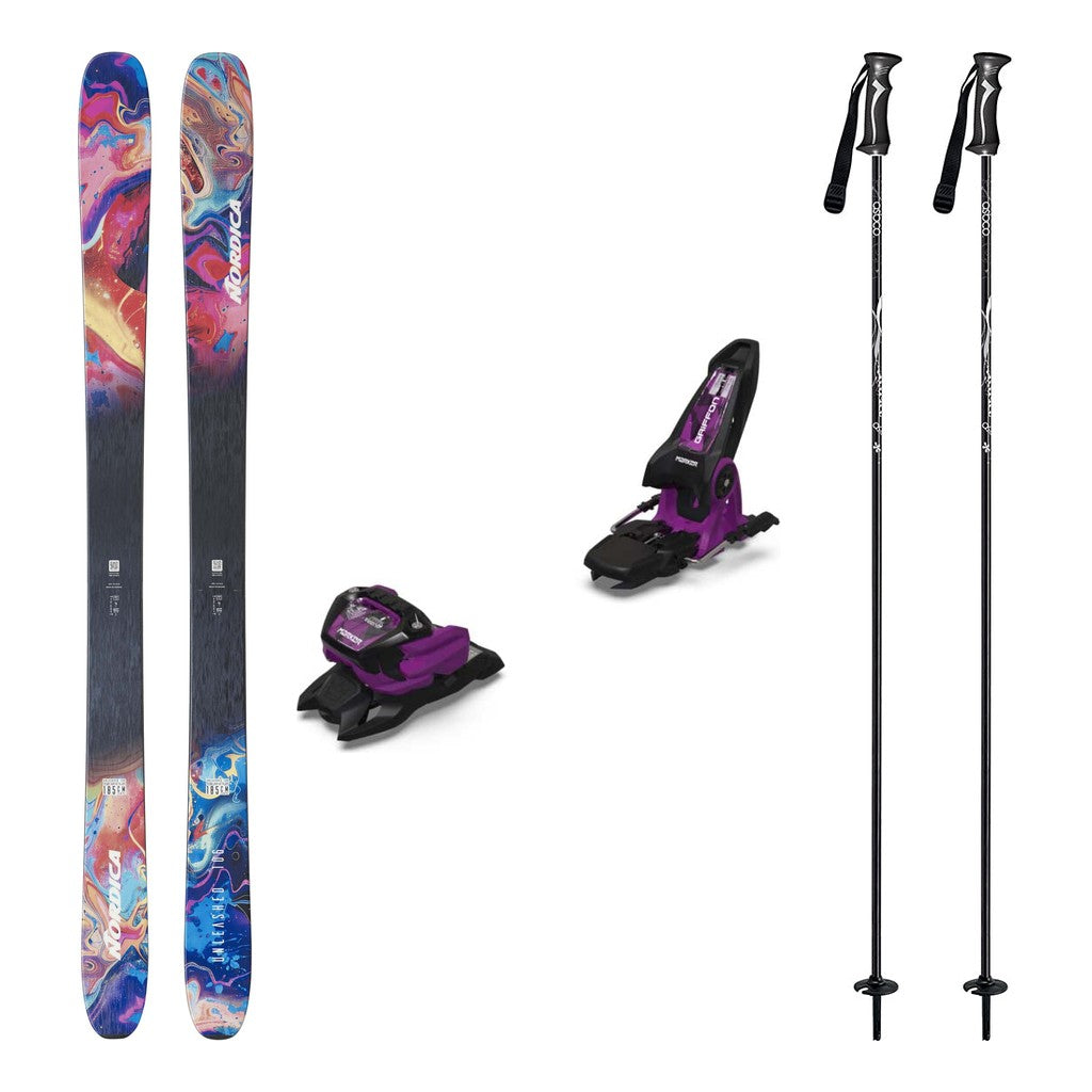 Nordica Unleashed 106 Mens Skis 2027 with Griffon 13 Bindings Ski Package - Black/Purple