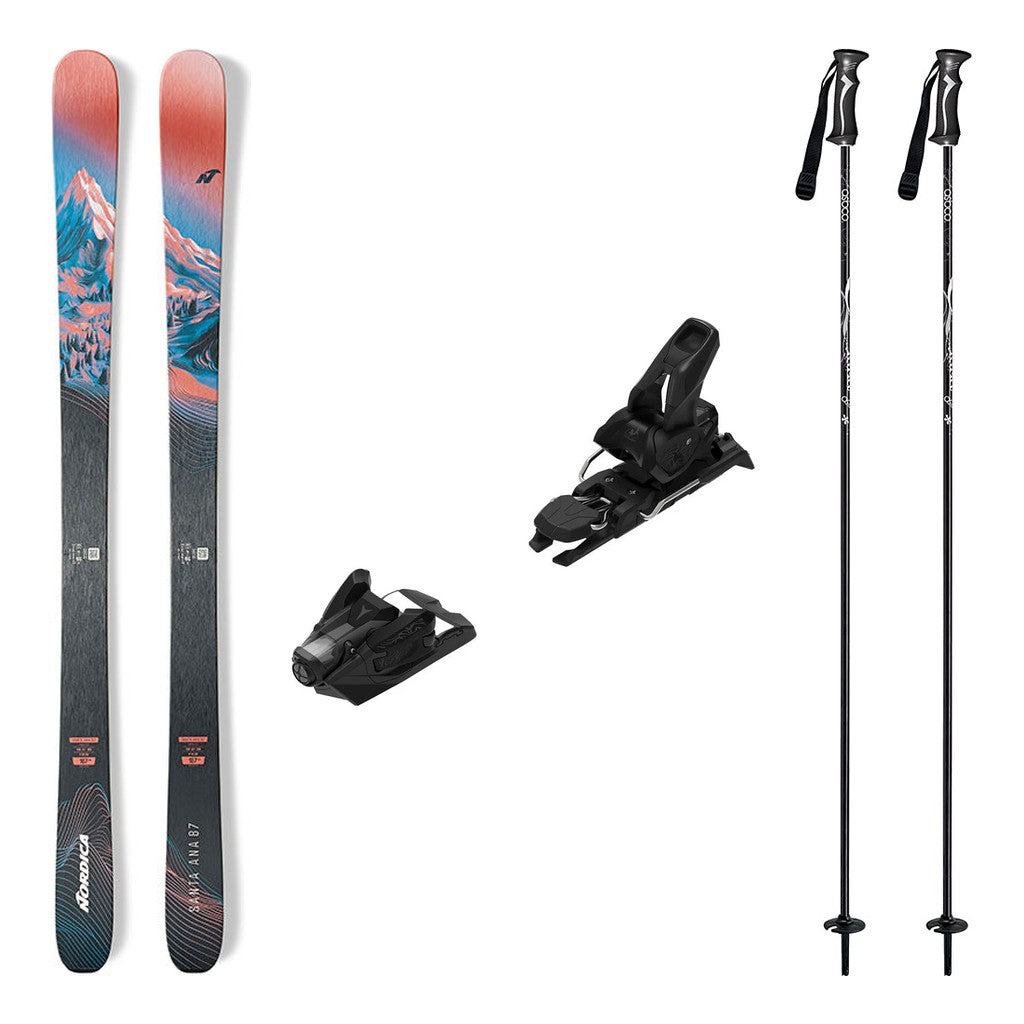 Nordica Santa Ana 87 Womens Skis 2027 with Strive 12 Bindings Ski Package - Black