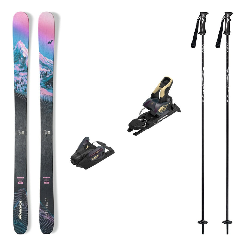 Nordica Santa Ana 92 Womens Skis 2027 with Strive 12 Bindings Ski Package - Bent Chetler Butter
