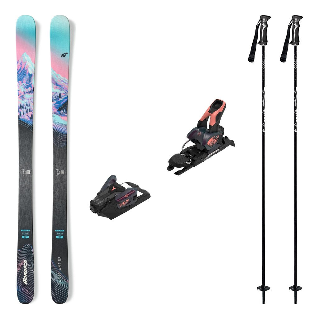 Nordica Santa Ana 82 Womens Skis 2027 with Strive 12 Bindings Ski Package - Bent Chetler Salmon