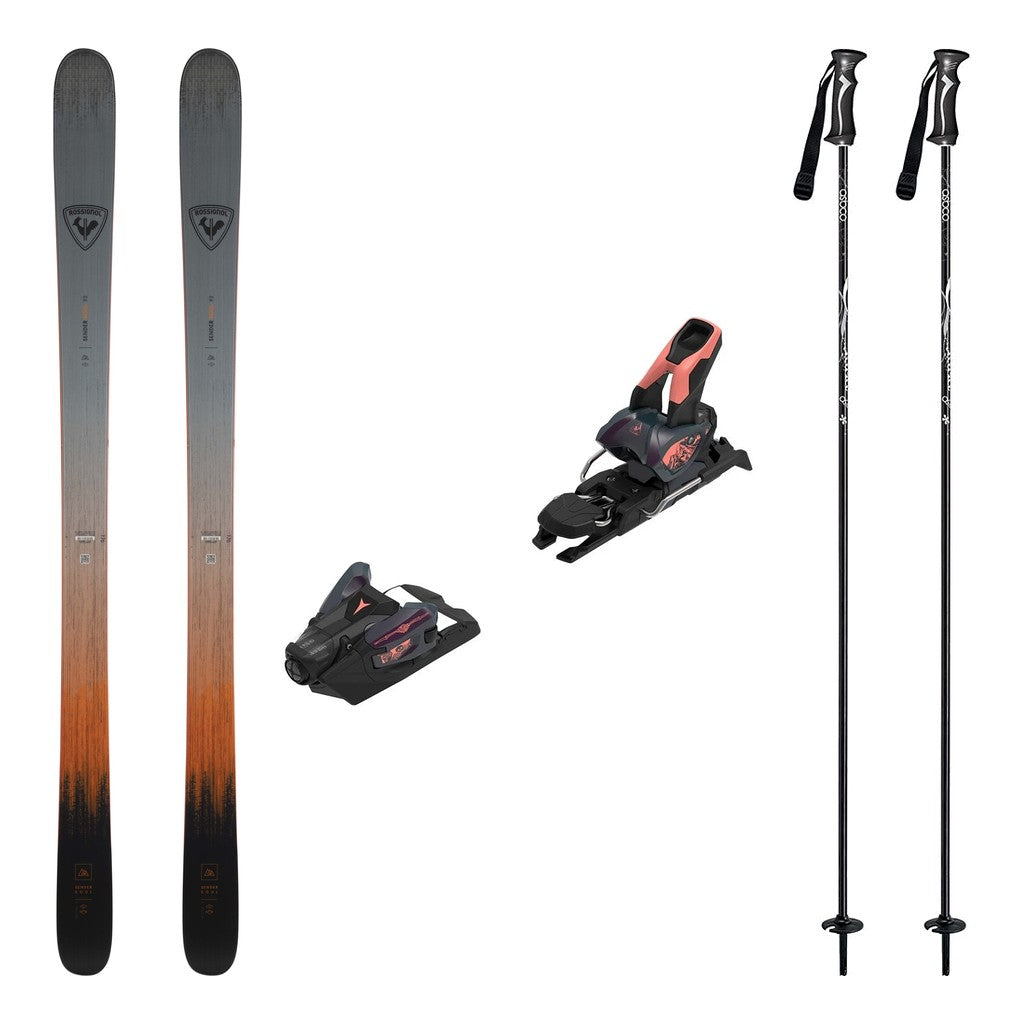 Rossignol Soul 92 Mens Skis 2027 with Strive 12 Bindings Ski Package - Bent Chetler Salmon