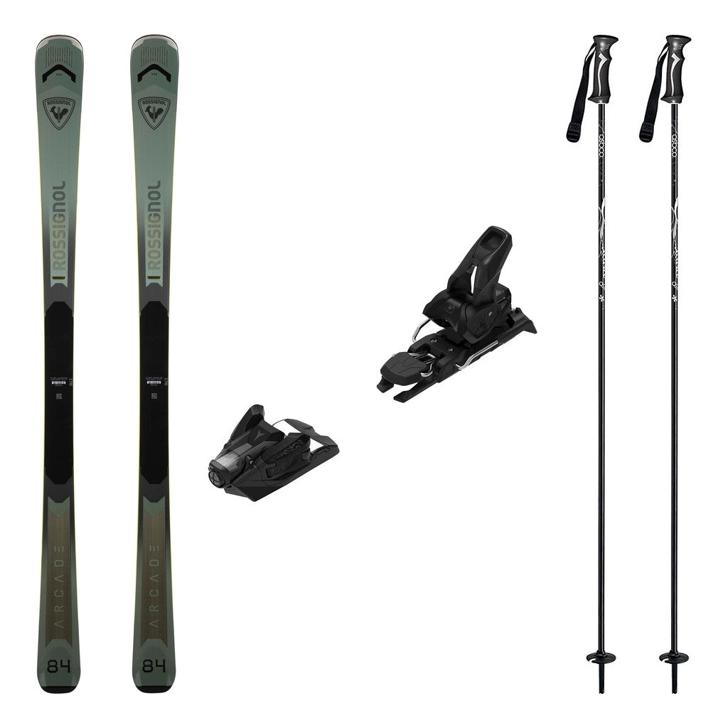 Rossignol Arcade 84 Mens Skis 2027 with Strive 12 Bindings Ski Package - Black