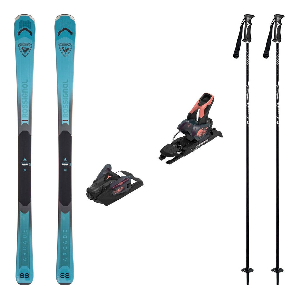 Rossignol Arcade 88 Mens Skis 2027 with Strive 12 Bindings Ski Package - Bent Chetler Salmon