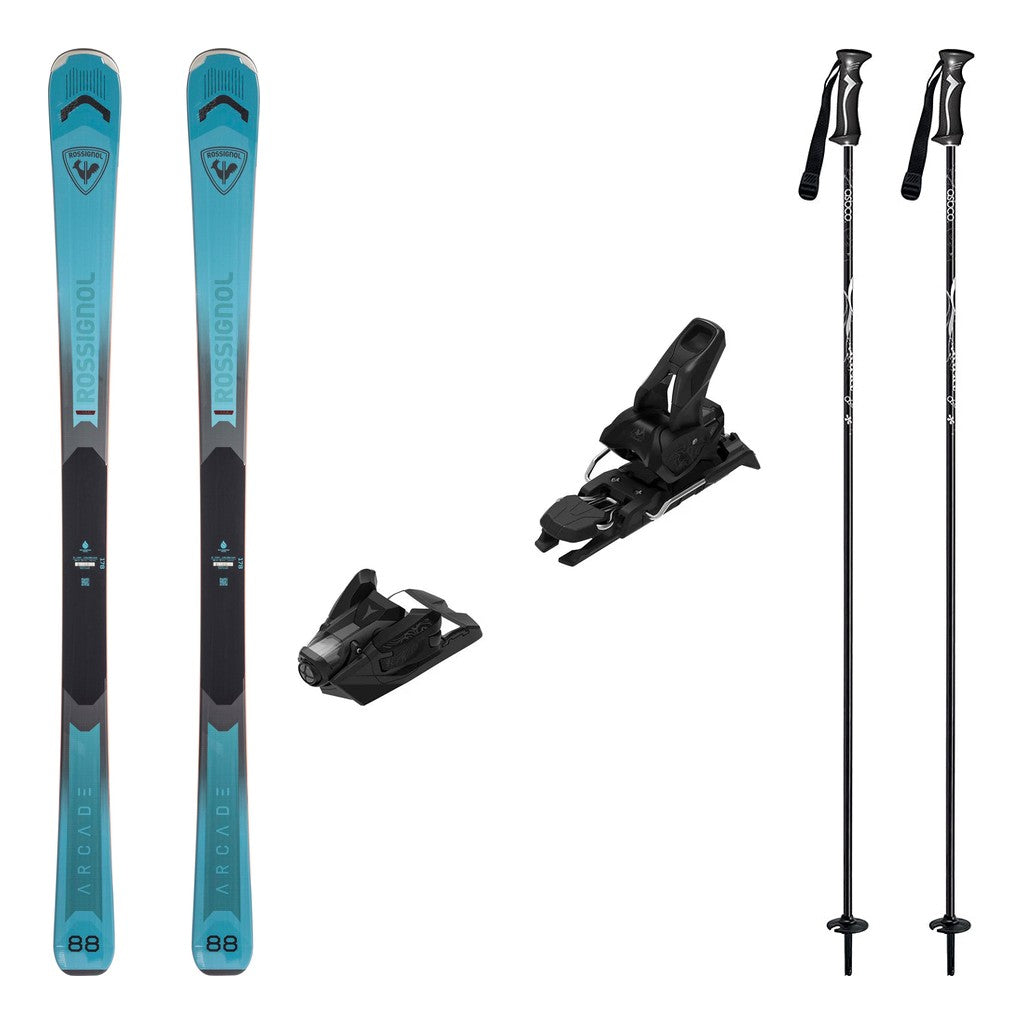 Rossignol Arcade 88 Mens Skis 2027 with Strive 12 Bindings Ski Package - Black