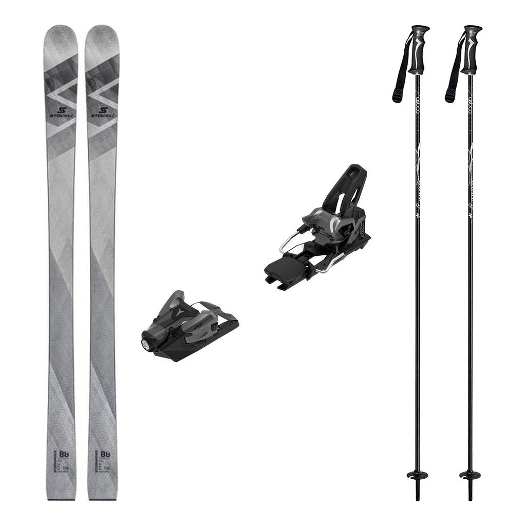 Stockli Stormrider 88 Mens Skis 2027 with Strive 14 Bindings Ski Package - Black/Gunmetal
