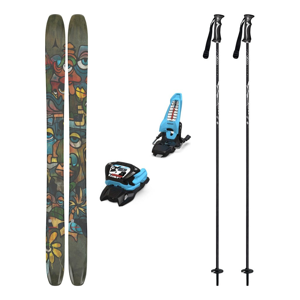 Atomic Bent 110 Adult Skis 2026 with Marker Griffon 13 Bindings Ski Package - Black/Light Blue