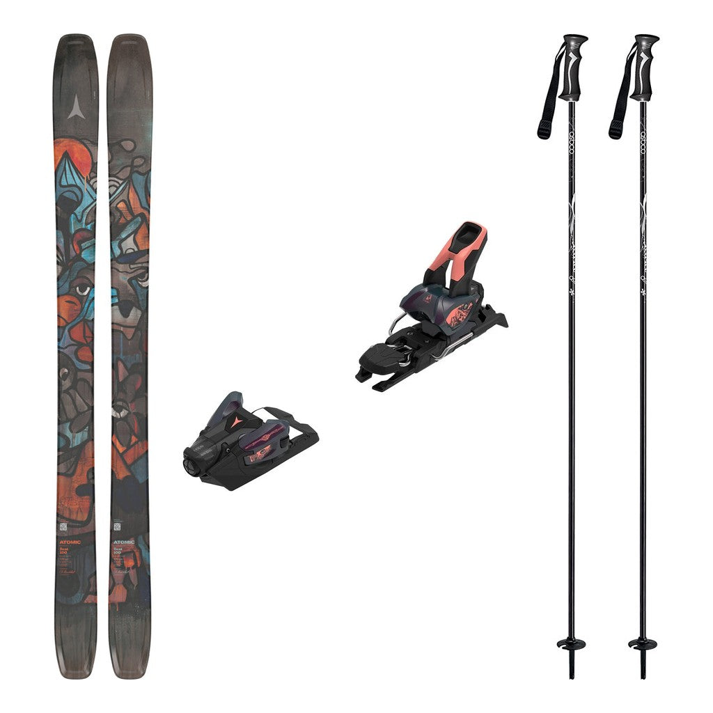Atomic Bent 100 Adult Skis 2026 with Strive 12 Bindings Ski Package - Bent Chetler Salmon