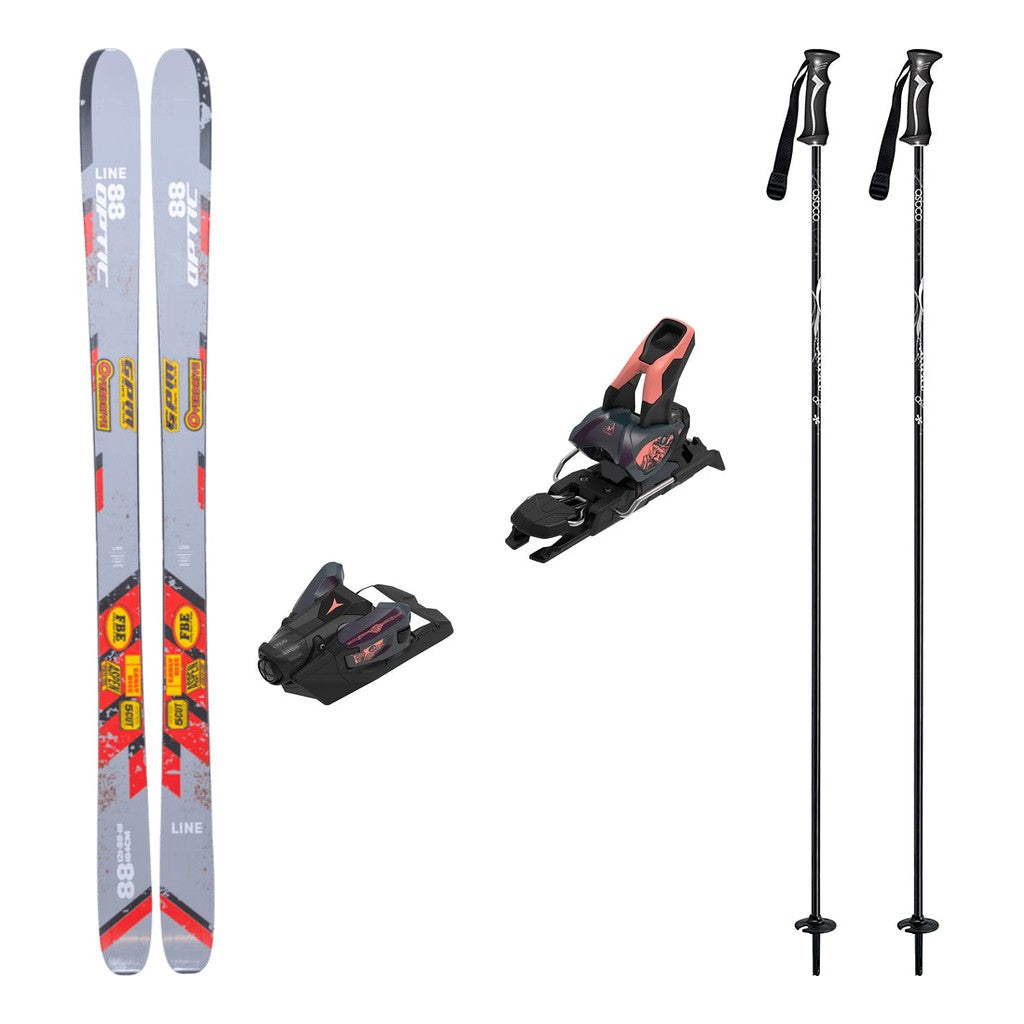 Line Optic 88 Adult Skis 2026 with Strive 12 Bindings Ski Package - Bent Chetler Salmon