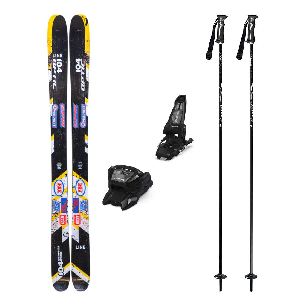 Line Optic 104 Adult Skis 2026 with Marker Griffon 13 Bindings Ski Package - Black
