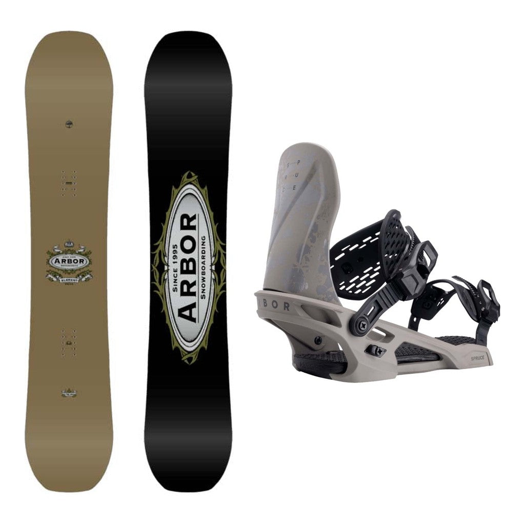 Arbor Element Decon Mens Snowboard 2027 with Spruce Bindings Snowboard Package - Smoke/Grey