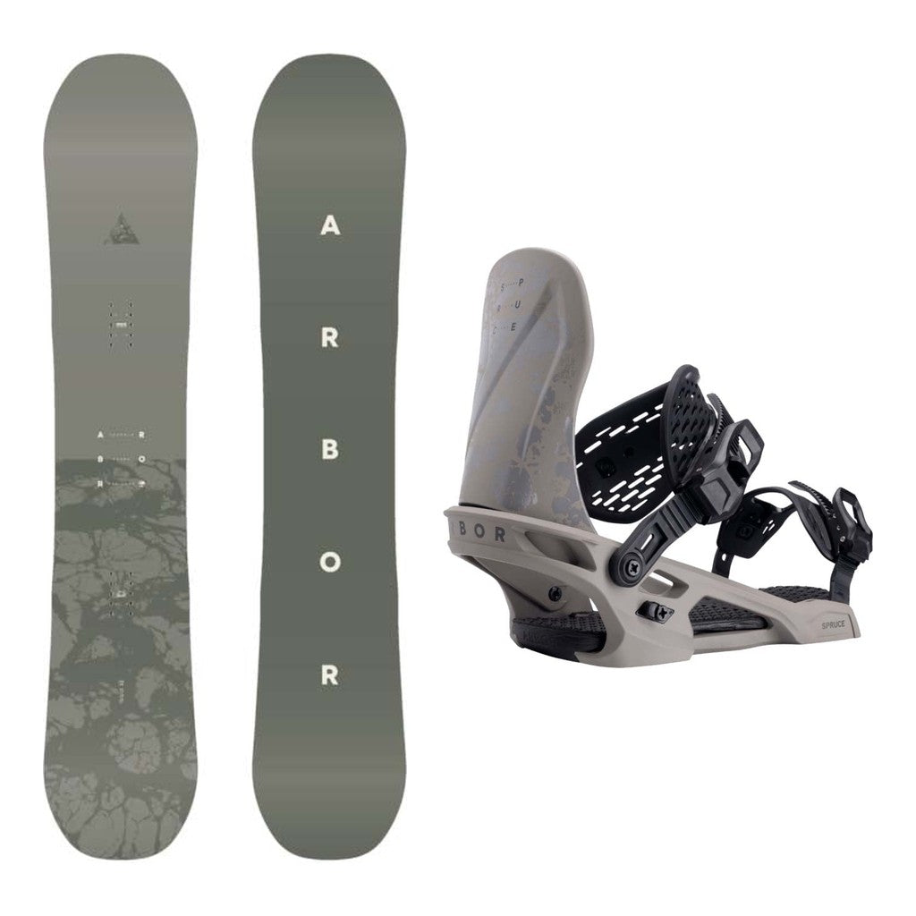 Arbor Formula Decon Mens Snowboard 2027 with Spruce Bindings Snowboard Package - Smoke/Grey