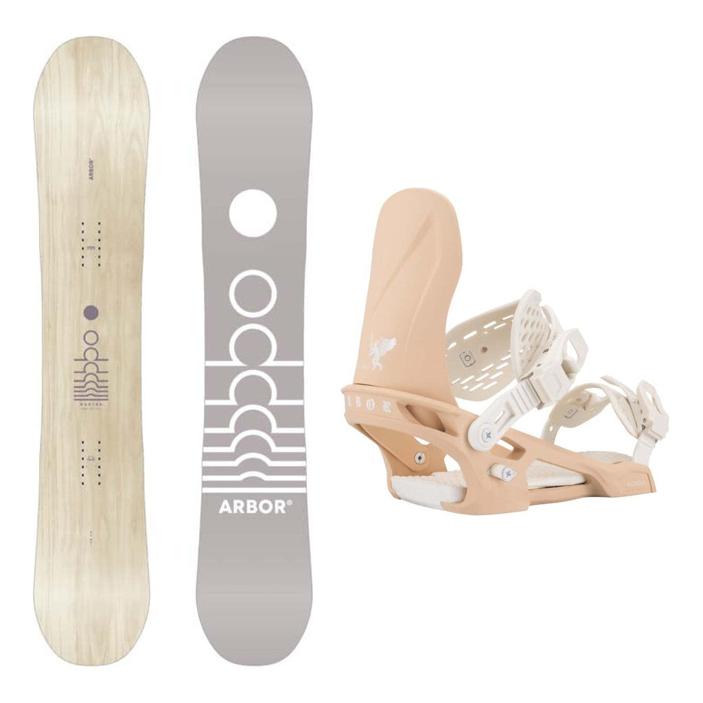 Arbor Mantra Womens Snowboard 2027 with Acacia Bindings Snowboard Package - Melodie Perrault