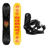 Arbor Scion Kids Snowboard 2027 with Sapling Bindings Snowboard Package - Black/White