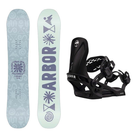 Arbor Seedling Kids Snowboard 2027 with Sapling Bindings Snowboard Package - Black/White