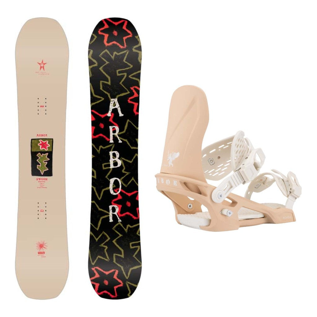 Arbor Swoon Decon Womens Snowboard 2027 with Acacia Bindings Snowboard Package - Melodie Perrault