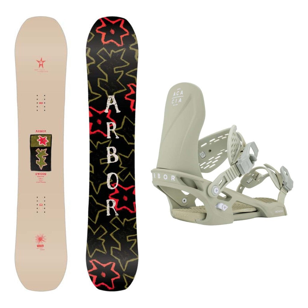 Arbor Swoon Decon Womens Snowboard 2027 with Acacia Bindings Snowboard Package - Sage/White