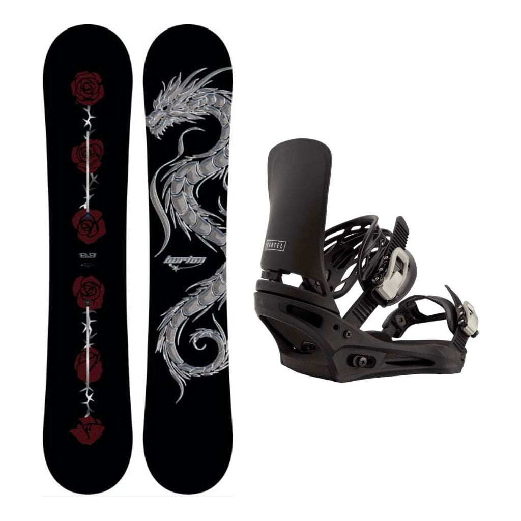 Burton Blossom Camber Adult Snowboard with Cartel Re:Flex Bindings Snowboard Package