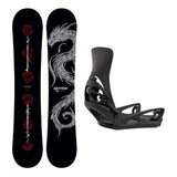 Burton Blossom Camber Adult Snowboard with Step On Cartel X Bindings Snowboard Package - Black