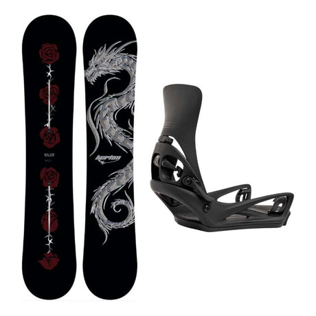 Burton Blossom Camber Adult Snowboard with Step On Cartel X Bindings Snowboard Package - Black