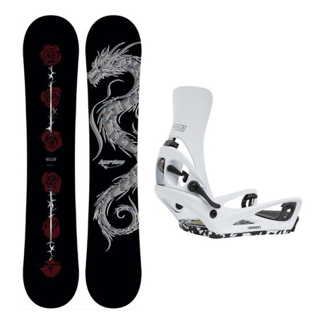 Burton Blossom Camber Adult Snowboard with Step On Cartel X Bindings Snowboard Package - White