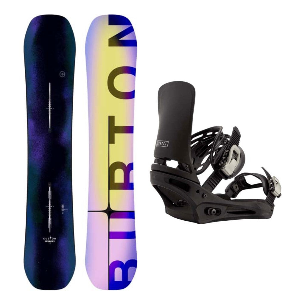 Burton Custom Camber Mens Snowboard with Cartel Re:Flex Bindings Snowboard Package