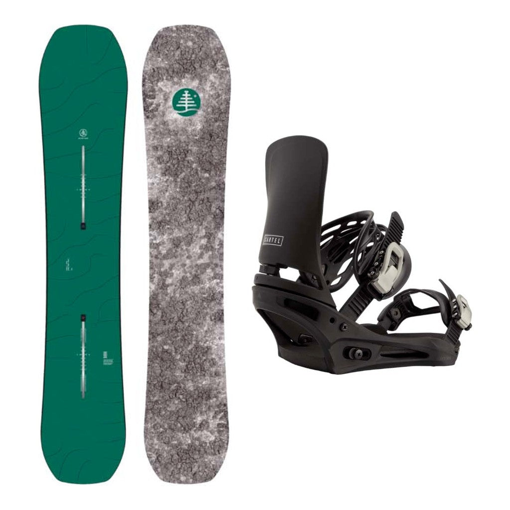 Burton Family Tree Hometown Hero Adult Snowboard with Cartel Re:Flex Bindings Snowboard Package