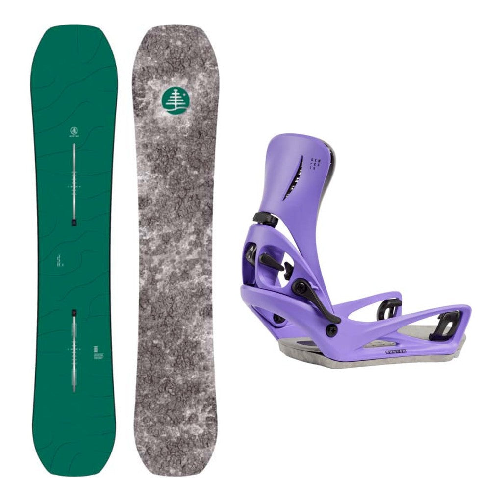 Burton Family Tree Hometown Hero Adult Snowboard with Step On Genesis Re:Flex Bindings Snowboard Package - Purple Voltage