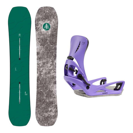 Burton Family Tree Hometown Hero Adult Snowboard with Step On Genesis Re:Flex Bindings Snowboard Package - Purple Voltage