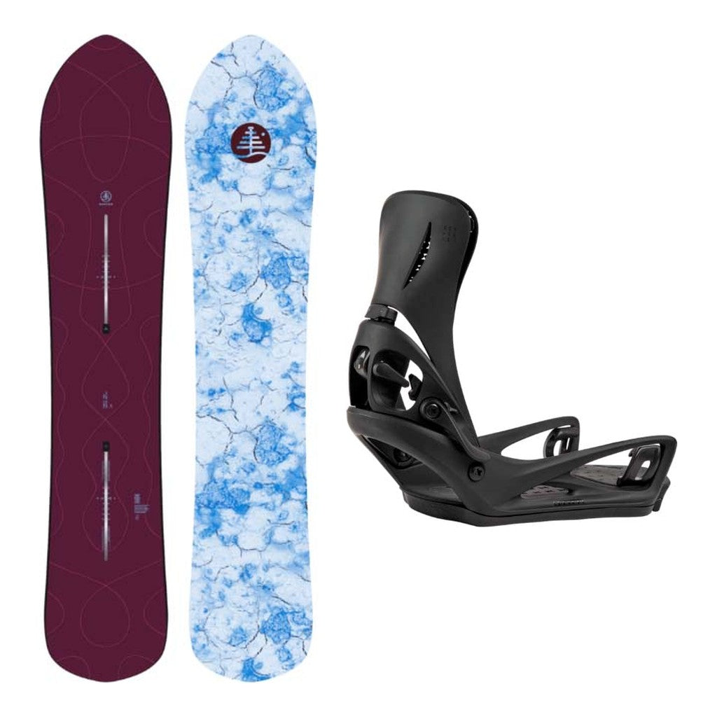 Burton Family Tree Sketch Artist Camber Adult Snowboard with Step On Genesis Re:Flex Bindings Snowboard Package - Black