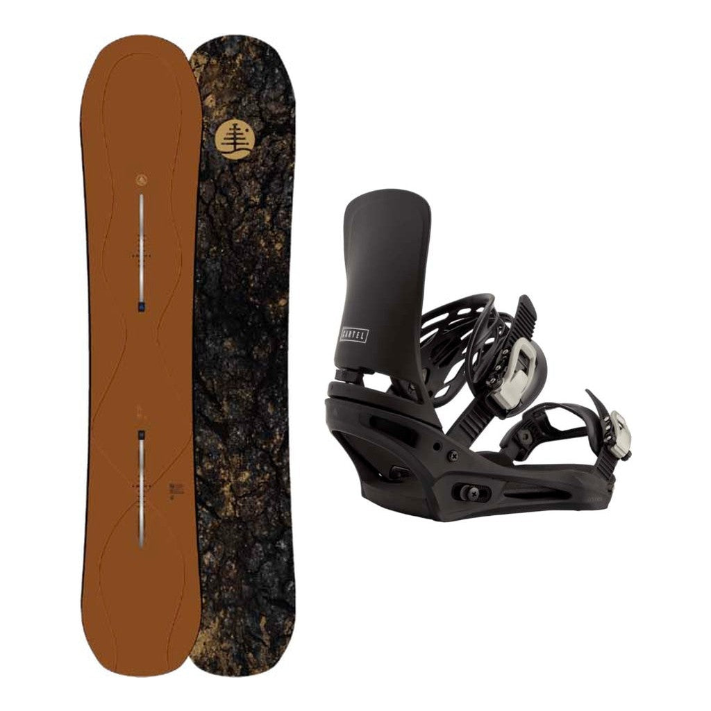 Burton Family Tree Time Thief Adult Snowboard with Cartel Re:Flex Bindings Snowboard Package