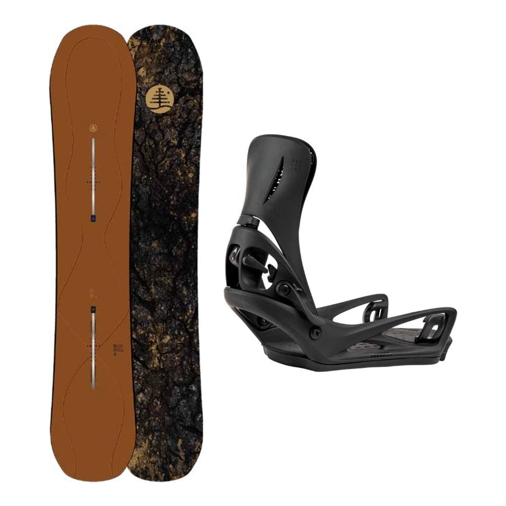 Burton Family Tree Time Thief Adult Snowboard with Step On Genesis Re:Flex Bindings Snowboard Package - Black