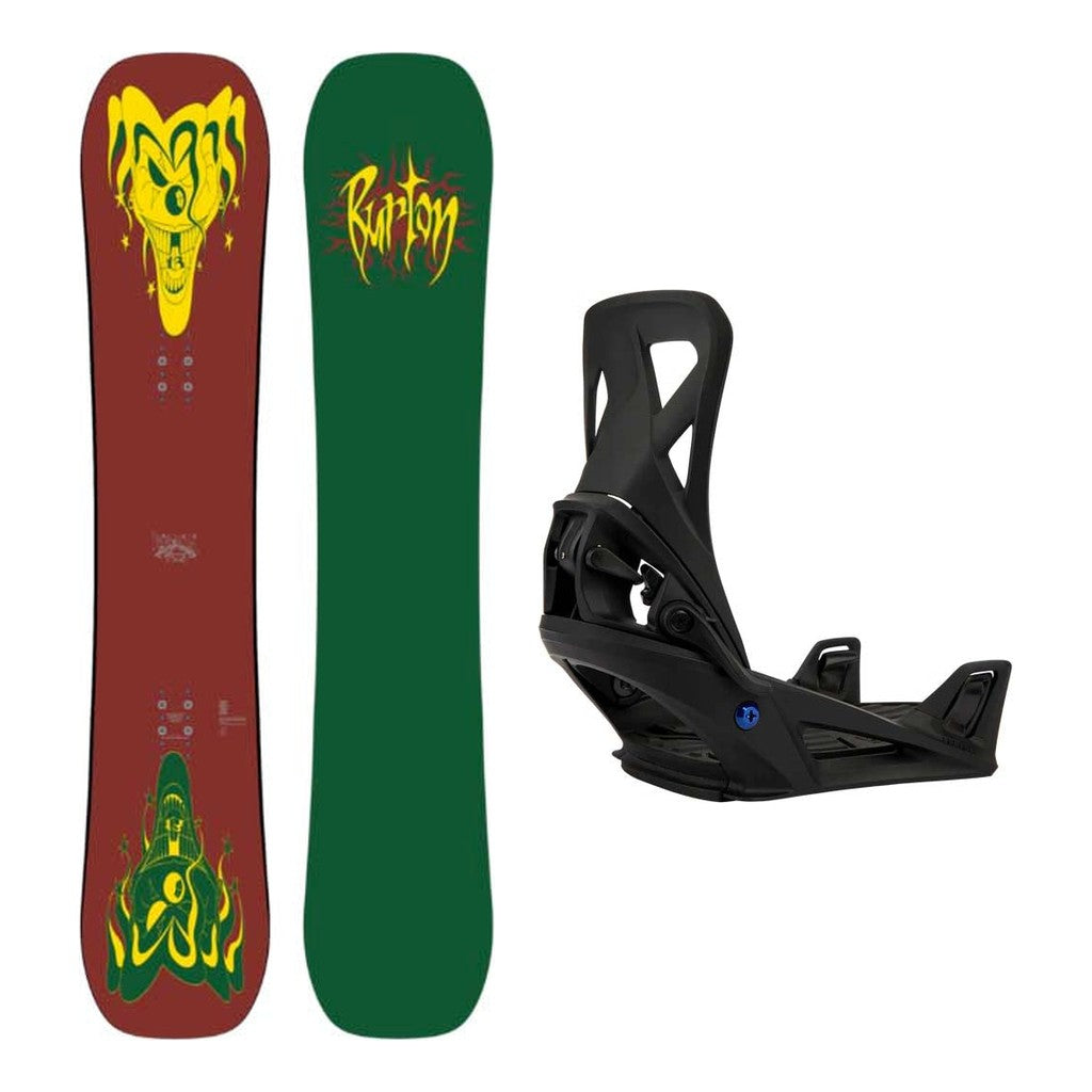 Burton Pretty Good Company Camber Adult Snowboard with Step On Re:Flex Bindings Snowboard Package - Black