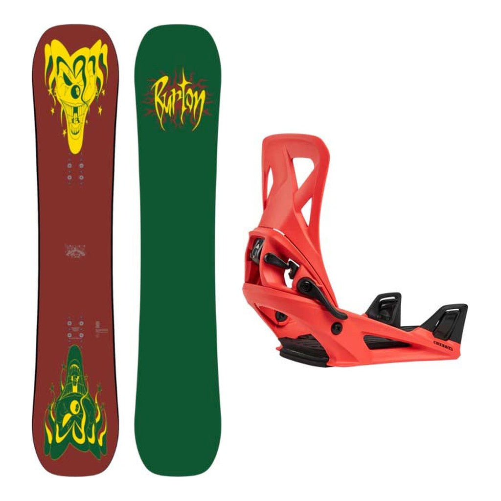Burton Pretty Good Company Camber Adult Snowboard with Step On Re:Flex Bindings Snowboard Package - Hot Tamale