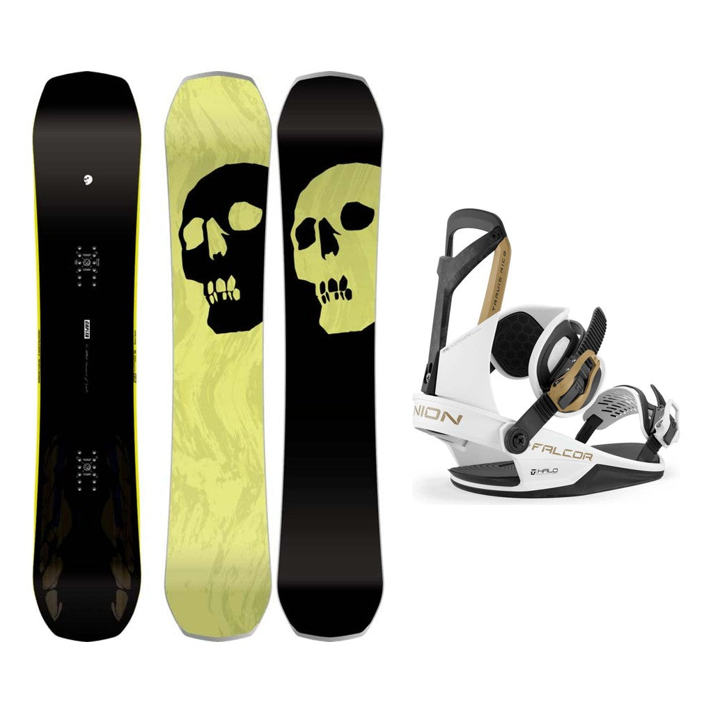 Capita Black Snowboard of Death Mens Snowboard 2027 with Falcor Bindings Snowboard Package - White
