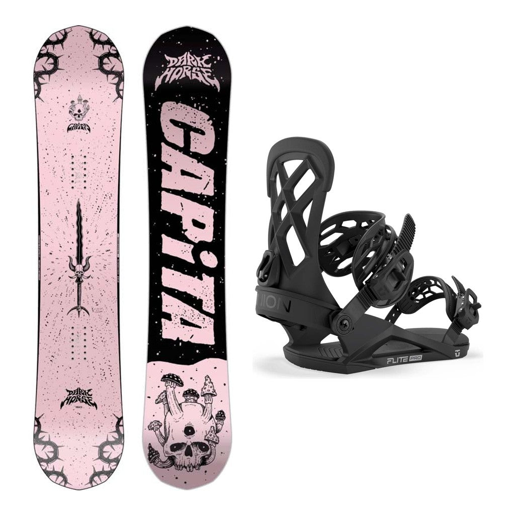 Capita Dark Horse Mens Snowboard 2027 with Flite Pro Bindings Snowboard Package - Black