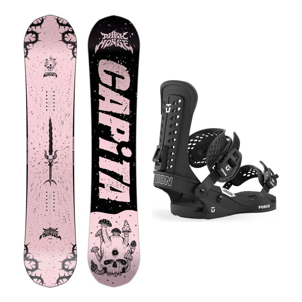 Capita Dark Horse Mens Snowboard 2027 with Force Classic Bindings Snowboard Package - Black