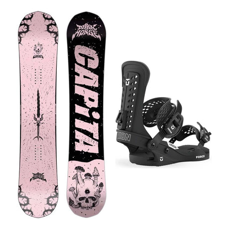 Capita Dark Horse Mens Snowboard 2027 with Force Classic Bindings Snowboard Package - Black
