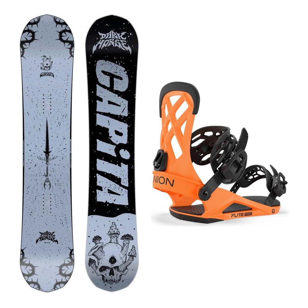 Capita Dark Horse Wide Mens Snowboard 2027 with Flite Pro Bindings Snowboard Package - Orange