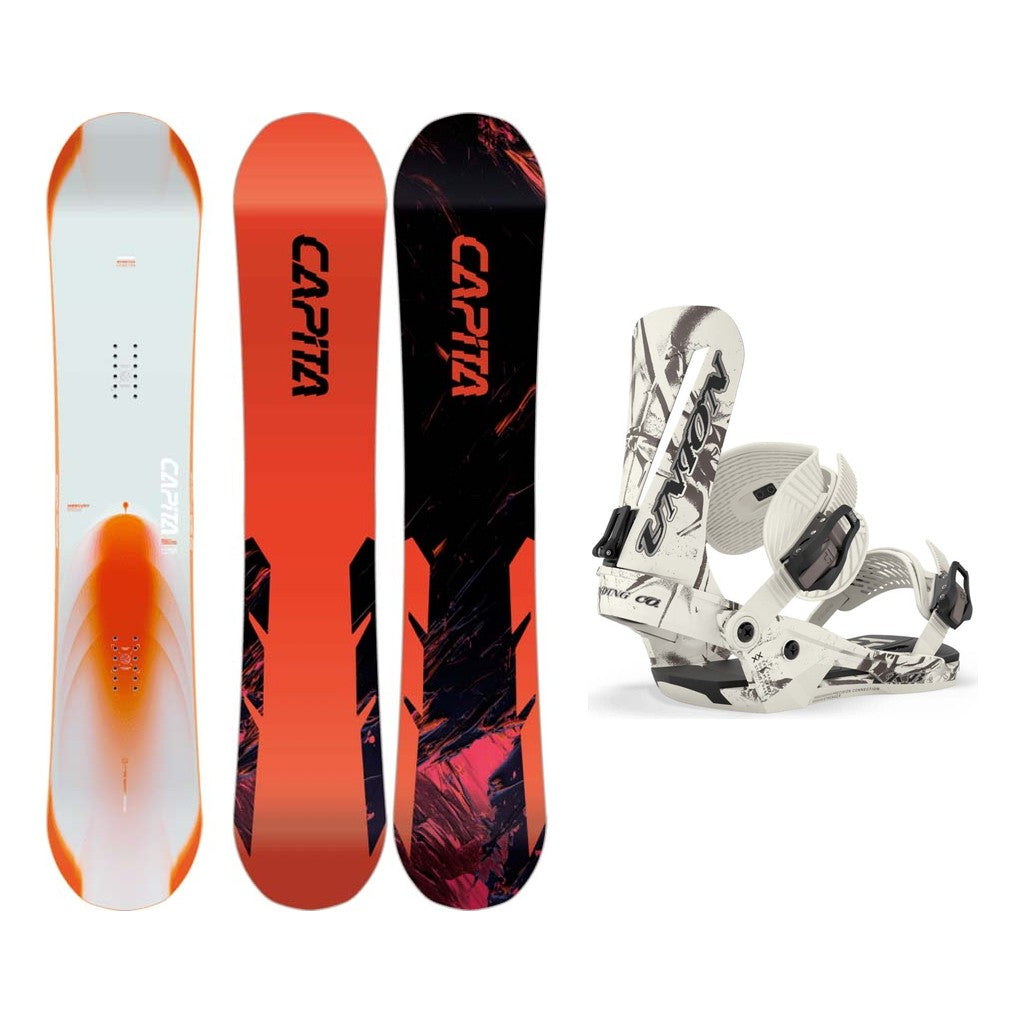 Capita Mercury Wide Mens Snowboard 2027 with Atlas Kevin Backstrom Bindings Snowboard Package