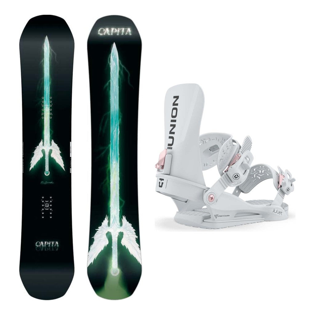 Capita Mia Brookes Pro Womens Snowboard 2027 with Juliet Bindings Snowboard Package - Light Grey