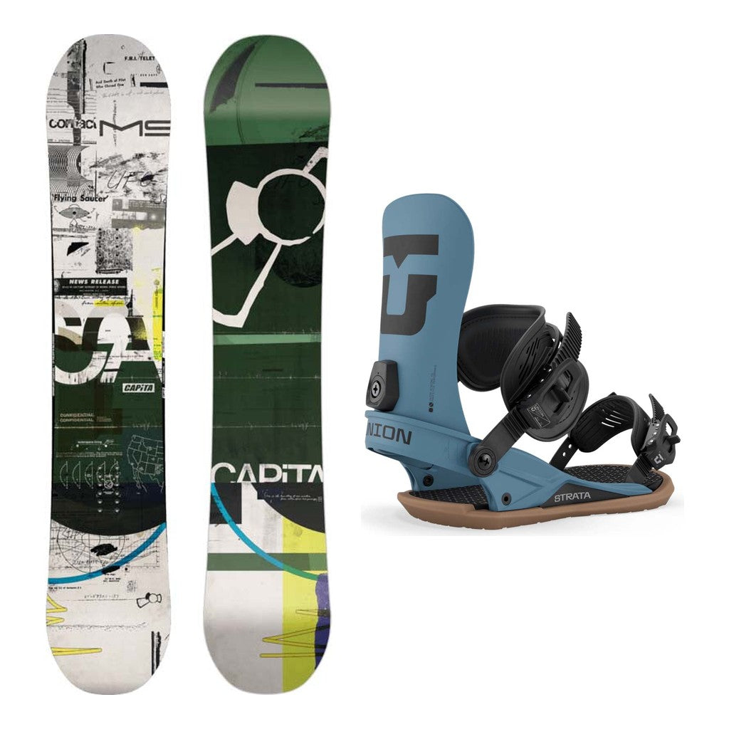Capita Outerspace Living Mens Snowboard 2027 with Strata Bindings Snowboard Package - Dark Blue