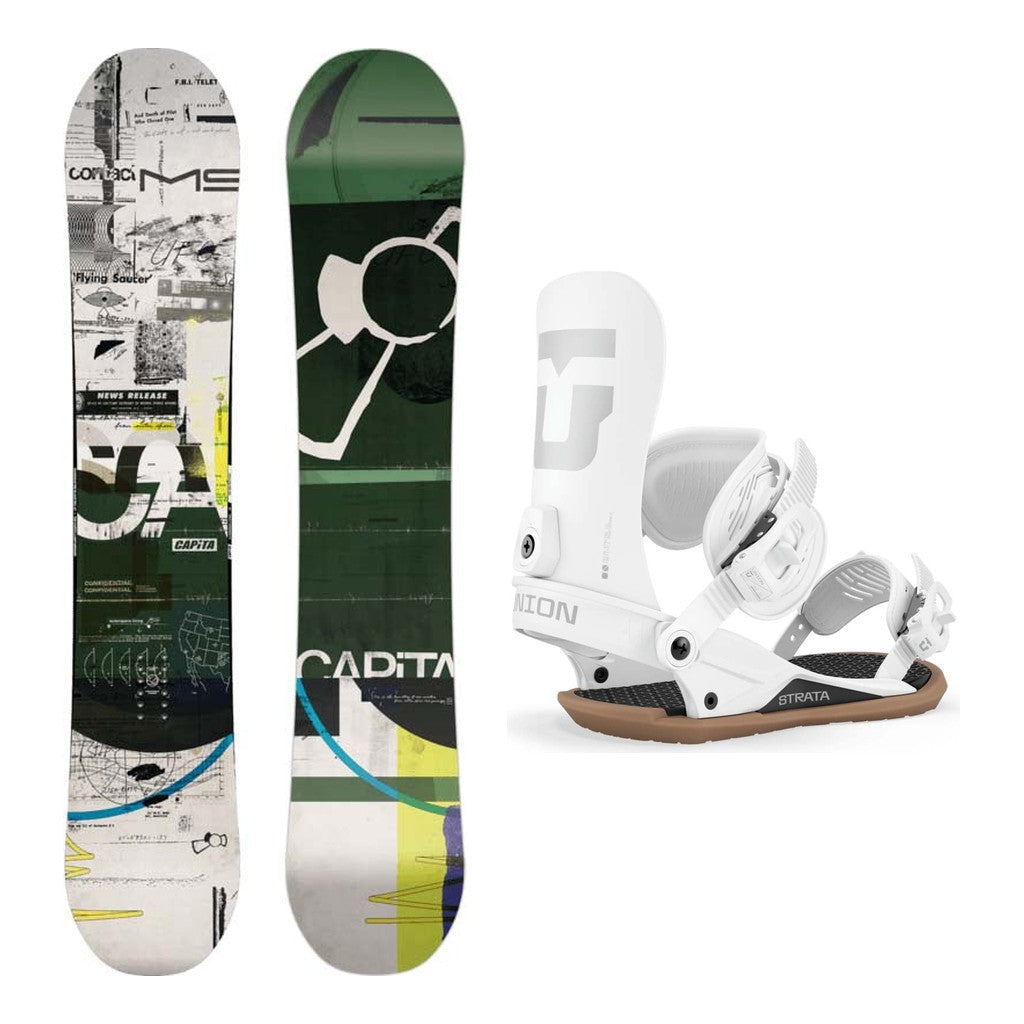 Capita Outerspace Living Mens Snowboard 2027 with Strata Bindings Snowboard Package - White