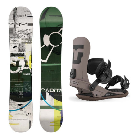 Capita Outerspace Living Wide Mens Snowboard 2027 with Strata Bindings Snowboard Package - Brown