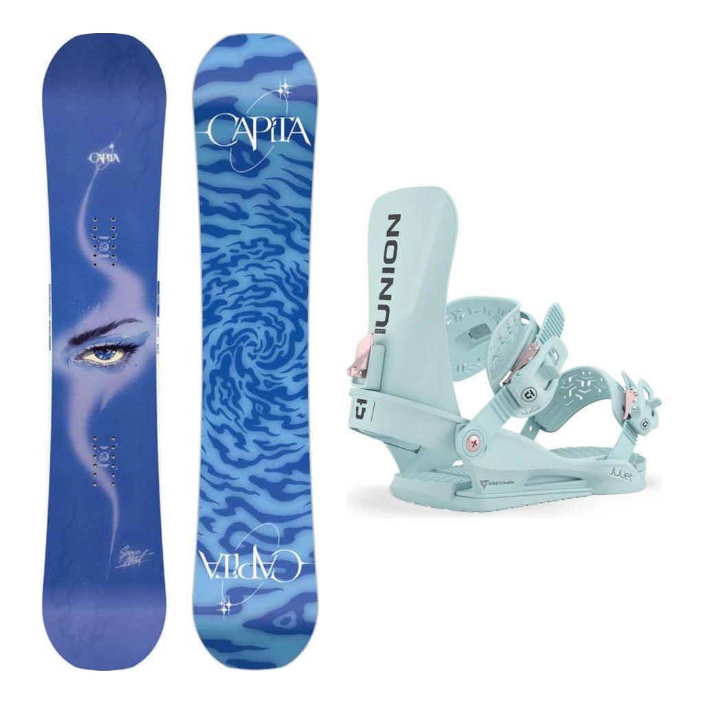 Capita Space Metal Fantasy Womens Snowboard 2027 with Juliet Bindings Snowboard Package - Ice Blue