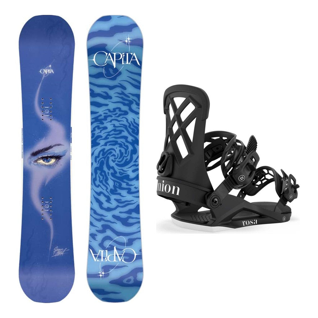 Capita Space Metal Fantasy Womens Snowboard 2027 with Rosa Bindings Snowboard Package - Black