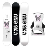 GNU Fiction Womens Snowboard 2027 with Bent Metal Stylist Bindings Snowboard Package - White