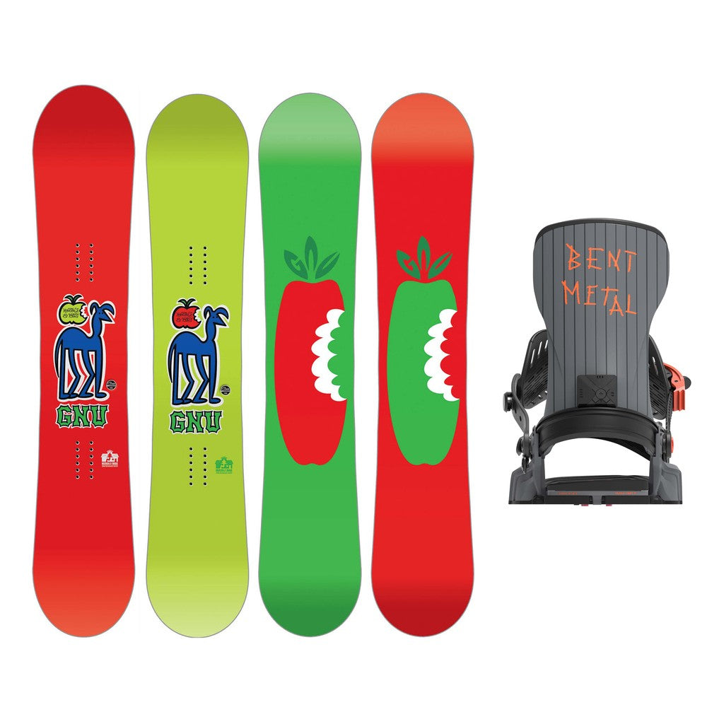 GNU Headspace Mens Snowboard 2027 with Bent Metal T-Zero Bindings Snowboard Package - Black