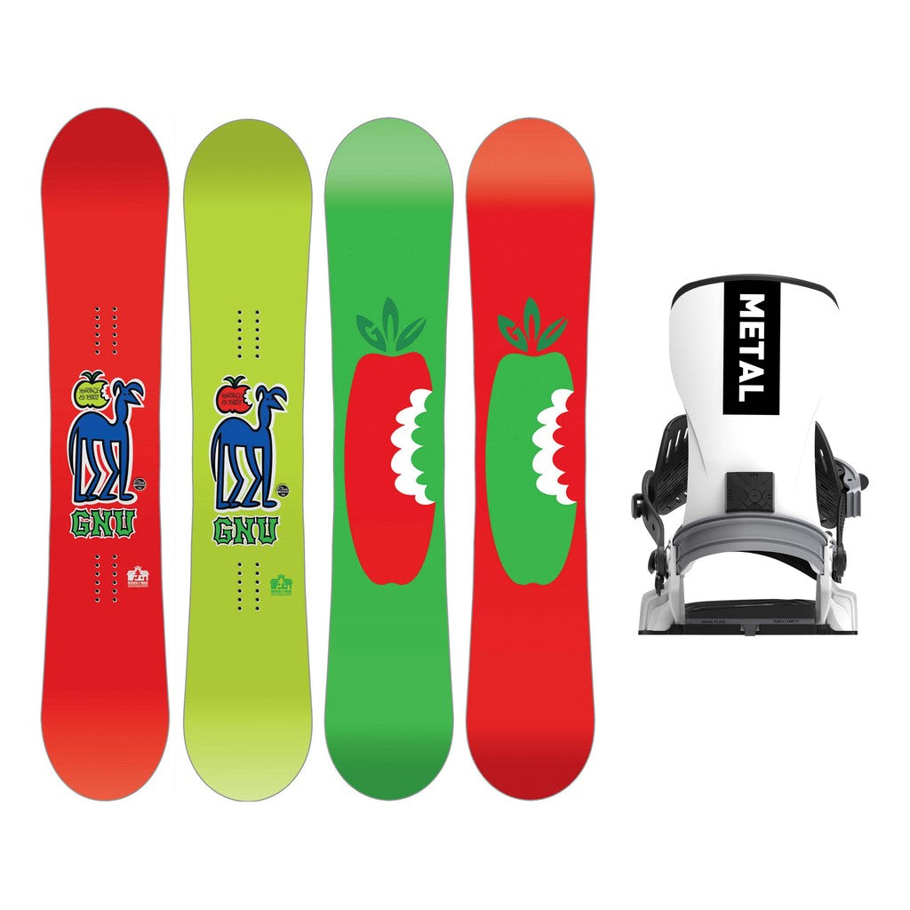 GNU Headspace Mens Snowboard 2027 with Bent Metal T-Zero Bindings Snowboard Package - White