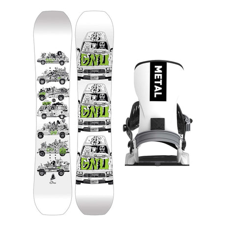 GNU Money Mens Snowboard 2027 with Bent Metal T-Zero Bindings Snowboard Package - White