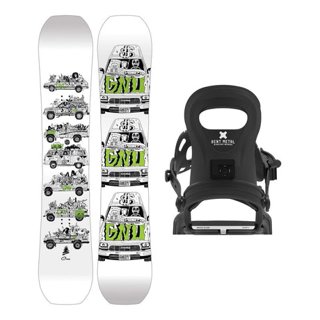 GNU Money S Kids Snowboard 2027 with Bent Metal BMX Bindings Snowboard Package